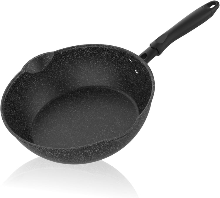 10 Inch Non Stick Deep Frying Pan with Double Pour Spouts