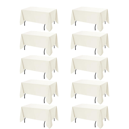 10 Pack Ivory Tablecloths for Rectangle Tables (10 Count)