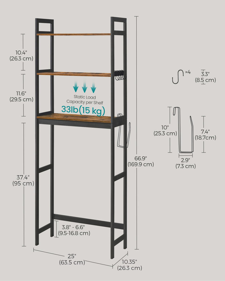 3 Tier Over The Toilet Storage