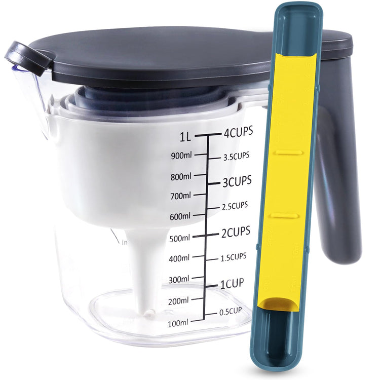 11 Pc Stackable Measuring Cups & Spoons Set with Lids