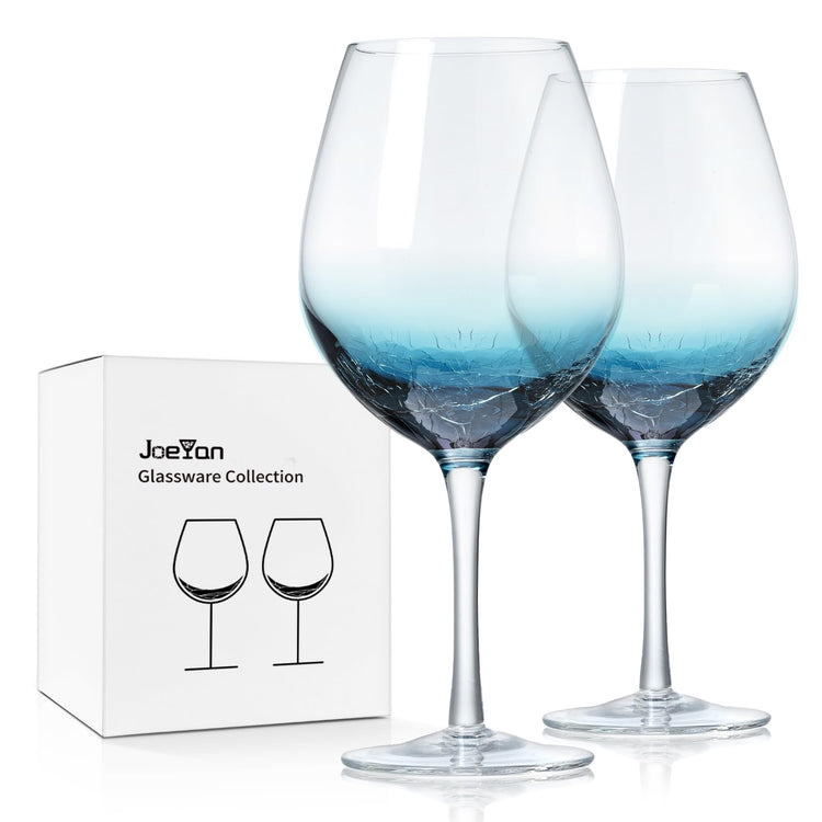 Handmade Blue Crackle Wine Glasses