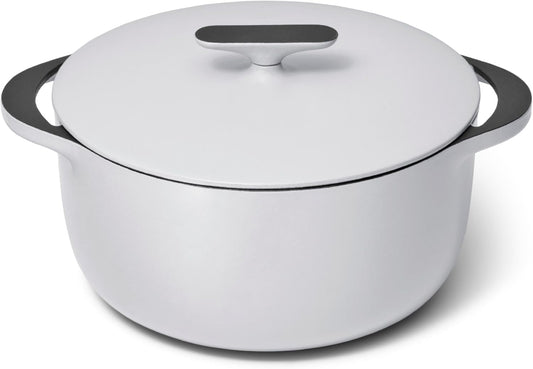 Caraway Enameled Dutch Oven - 6.5 qt Cast Iron Dutch Oven With Lid - 3 Layer Enamel Coating - No Seasoning Required - Compatible With All Stovetops - Oven Safe - No Forever Chemicals - Gray - Nestoria