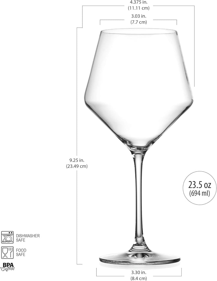 Wine Glasses,White Red Wine Large Glasses Set of 4,Lead-Free Premium Crystal Clear Glass,Hand Blown Italian Style Burgundy Long Stem Wine Glasses,Great Gift Packaging(23oz,4pack)