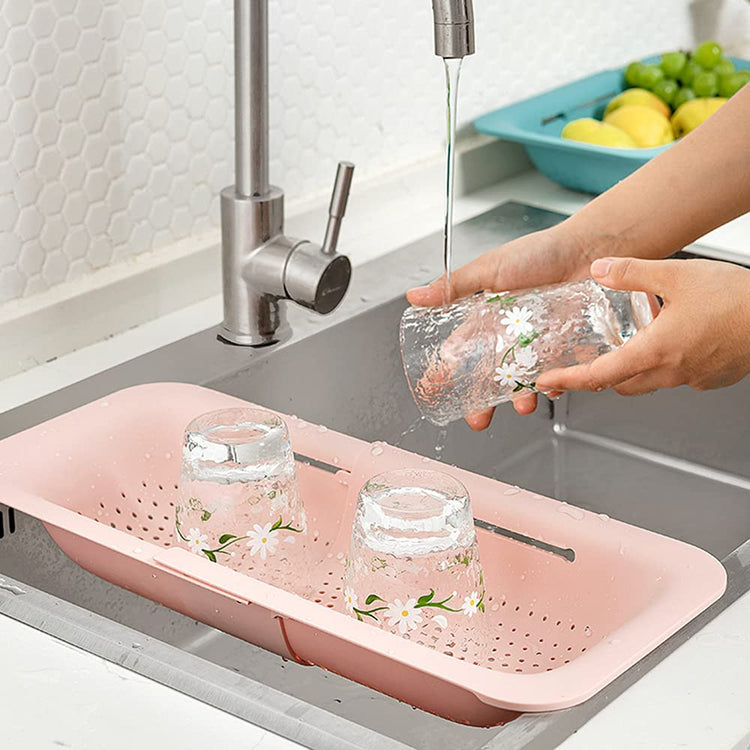 Collapsible Sink Colanders and Strainers Basket Over the Sink Colander Collapsible Colander Extendable Plastic Fruit Vegetable Strainer Drainer Basket for Kitchen