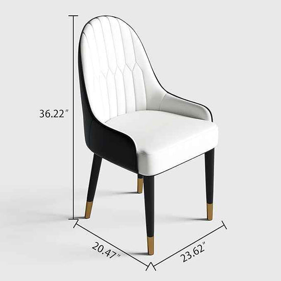 AF ARTISAN FURNITURE Black White Dining Chairs Set of 2 with High Backs Mid Century Modern Kitchen Dining Room Chairs PU Faux Leather Upholstered Large Padded Accent Chair with Legs