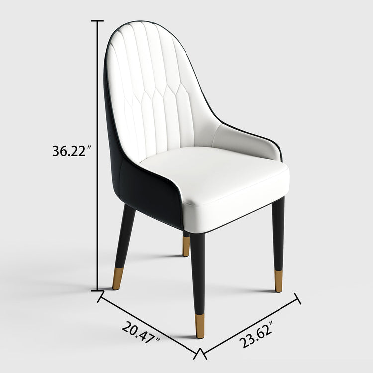 Black White Dining Chairs Set of 2 with High Backs Mid Century Modern Kitchen Dining Room Chairs PU Faux Leather Upholstered Large Padded Accent Chair with Legs (2 Count)