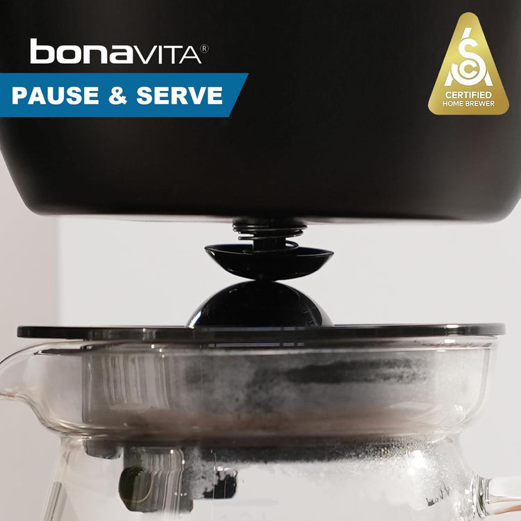 Bonavita Enthusiast 8 Cup Drip Coffee Brewer, Pour Over, SCA Certified Coffee Machine with Thermal Carafe, Stainless Steel Panel, Removable Reservoir, Matte Black