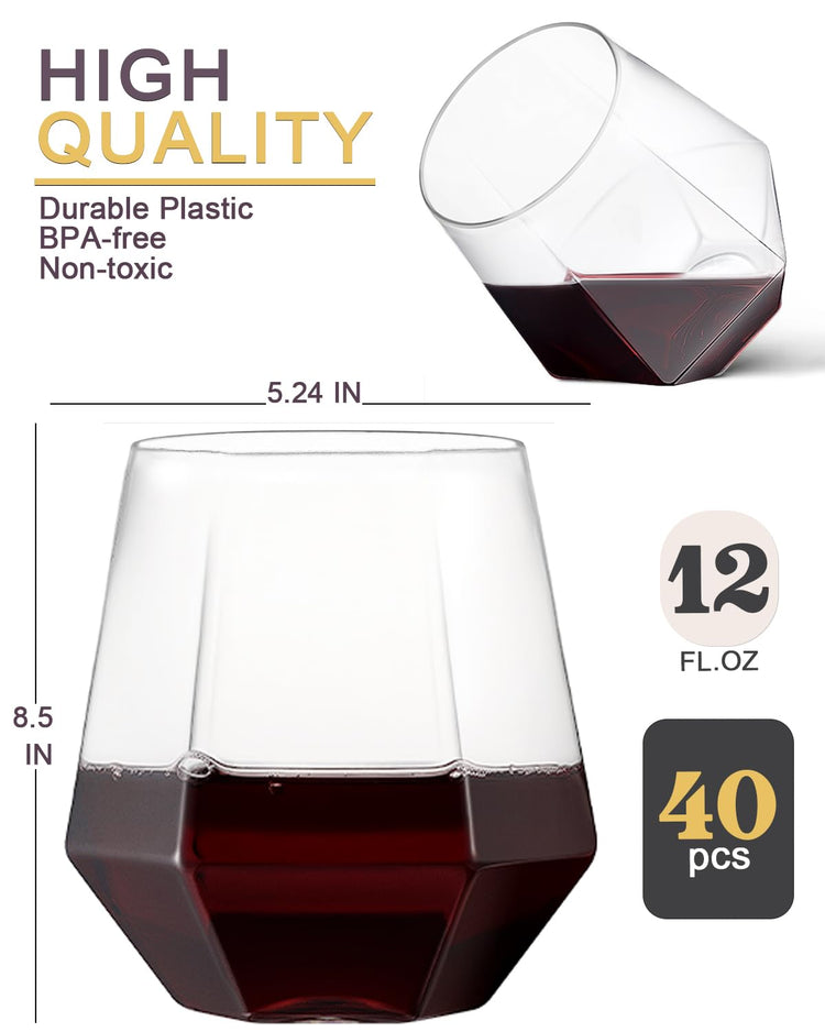 40 Pack Plastic Wine Glasses (40 Count)