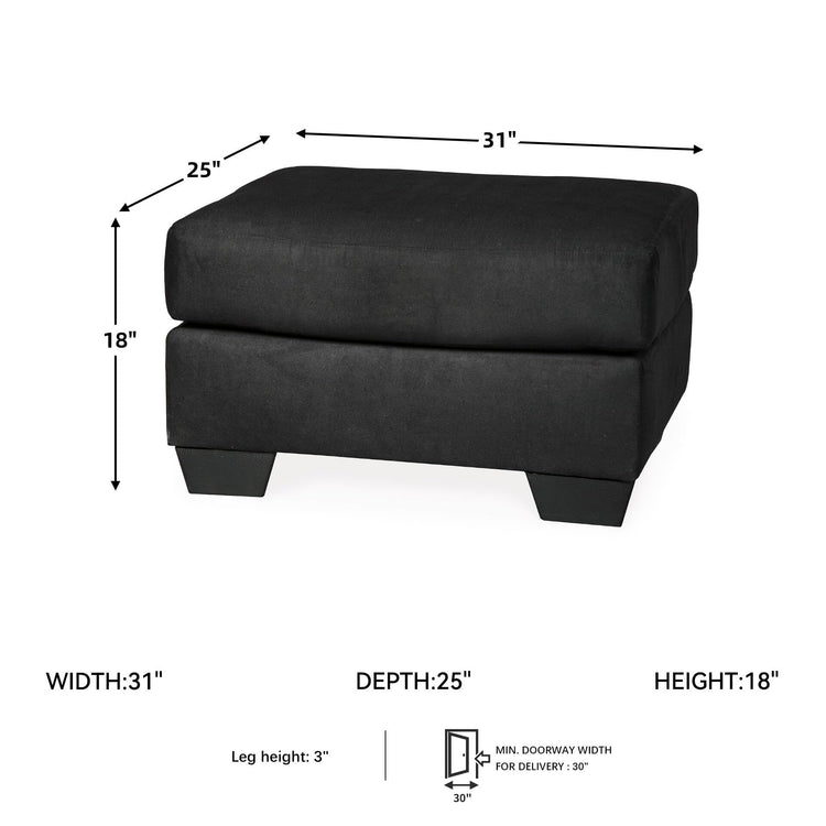 Black Microfiber Ottoman