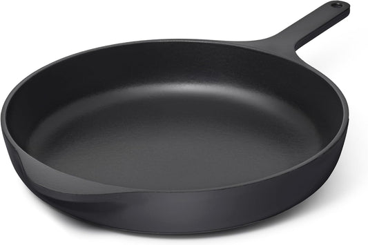 Caraway Cast Iron Skillet - 12” Enameled Cast Iron Pan With 3 Layer Enamel Coating - No Seasoning Required - Compatible With All Stovetops - Free From Forever Chemicals - Charcoal - Nestoria