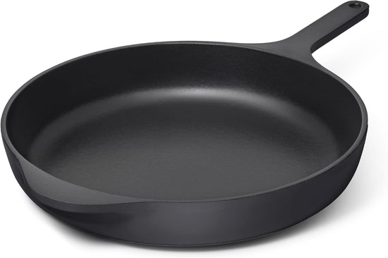 Caraway Cast Iron Skillet - 12” Enameled Cast Iron Pan With 3 Layer Enamel Coating - No Seasoning Required - Compatible With All Stovetops - Free From Forever Chemicals - Charcoal - Nestoria