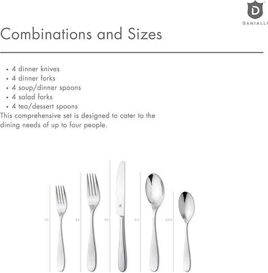 Silverware Set for 4 – 18/10 Stainless Steel Flatware, Mirror Finish, Dishwasher Safe, Heavy-Duty, Rust Resistant, Elegant Cutlery (20-Piece Set, Fidenza)