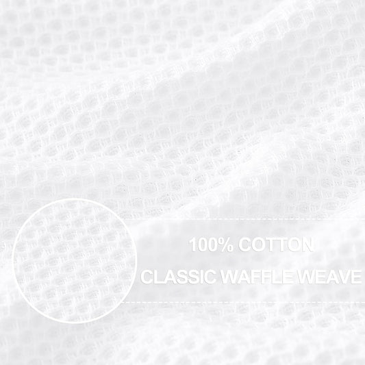 Homaxy 100% Cotton Waffle Weave Kitchen Dish Towels, Ultra Soft Absorbent Quick Drying Cleaning Towel, 13 x 28 Inches, 4-Pack, White