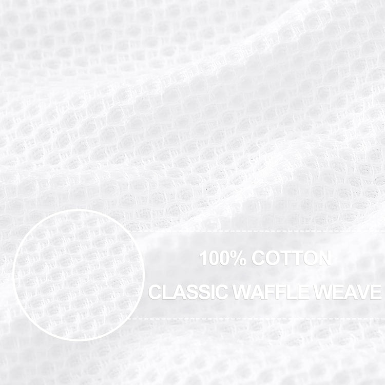 Homaxy 100% Cotton Waffle Weave Kitchen Dish Towels, Ultra Soft Absorbent Quick Drying Cleaning Towel, 13 x 28 Inches, 4-Pack, White