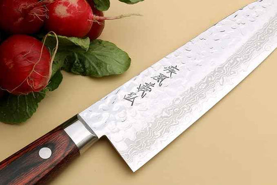 Yoshihiro VG10 16 Layer Hammered Damascus Stainless Steel Santoku Chefs Knife (7'' (180mm))
