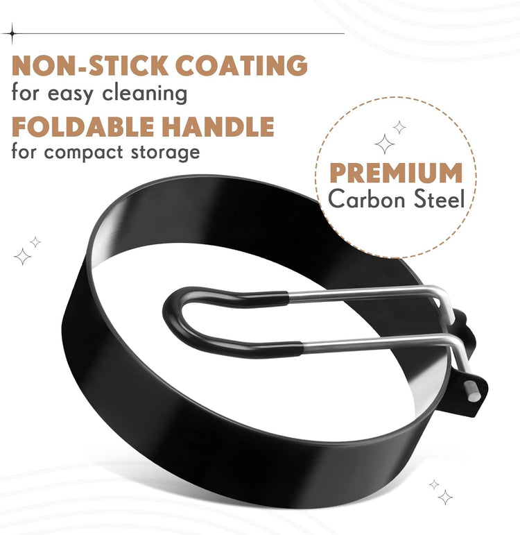 Yaomiao 12 Pcs Egg Rings for Frying Eggs Nonstick Pancake Mold Stainless Steel Egg Mold Portable Round Shaper with Handle for Cooking Griddle Camping Breakfast(3 Inch)