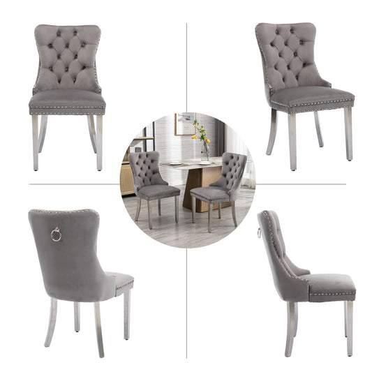 Grey Velvet Dining Chairs Set of 4 (4 Count)