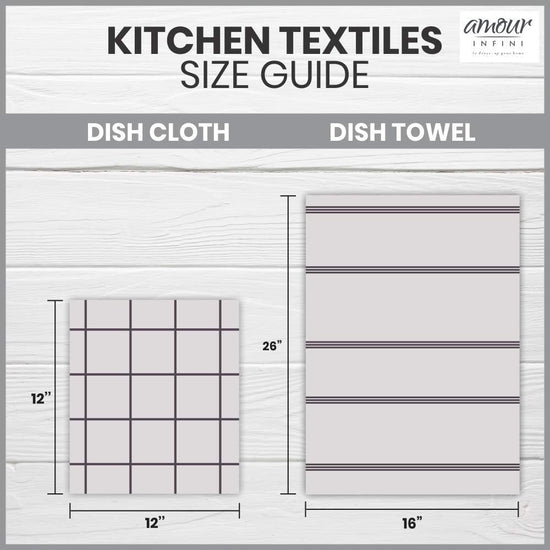 AMOUR INFINI Kitchen Towels Pack of 4 - Absorbent, Quick Drying Premium Cotton Tea Towel - Kitchen Linens 16x28 Inch Dish Towels with Hanging Loop (D.Grey) - Nestoria