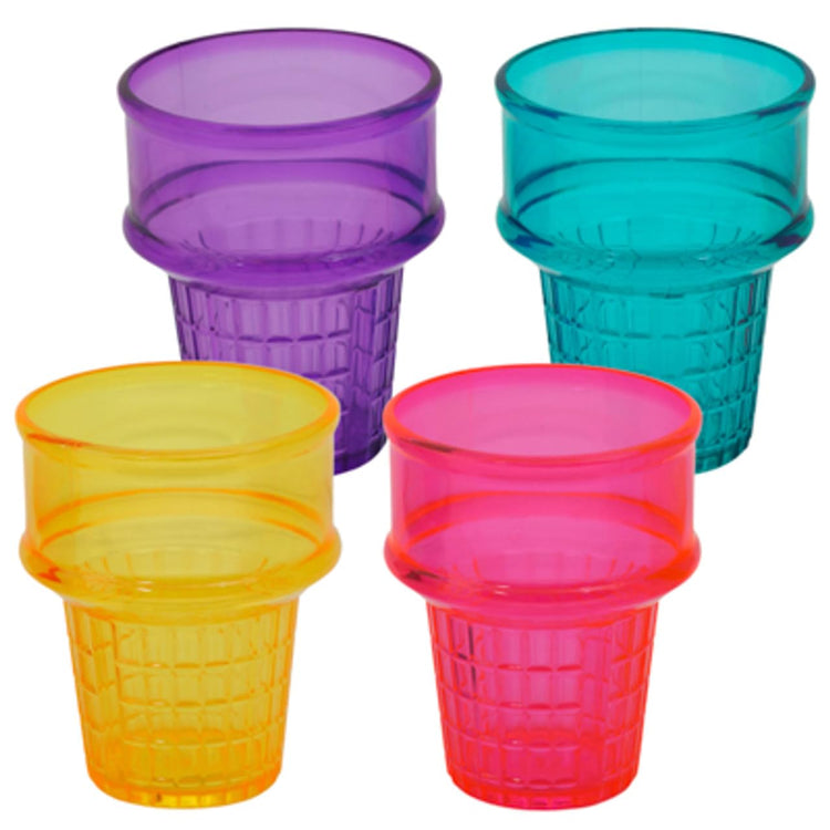 Set of 4 Ice Cream Dishes Waffle Cone Pattern in 4 Assorted Bright Summer Colors Ice Cream Social Ice Cream Party dish (4 Count)