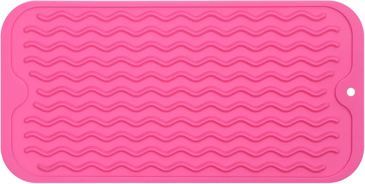Silicone Dish Drying Mat for Multiple Usage,Easy clean,Eco-friendly,Heat-resistant Silicone Mat for Kitchen Counter or Sink,Refrigerator or Drawer Liner Rose S 12 inches x 6 inches