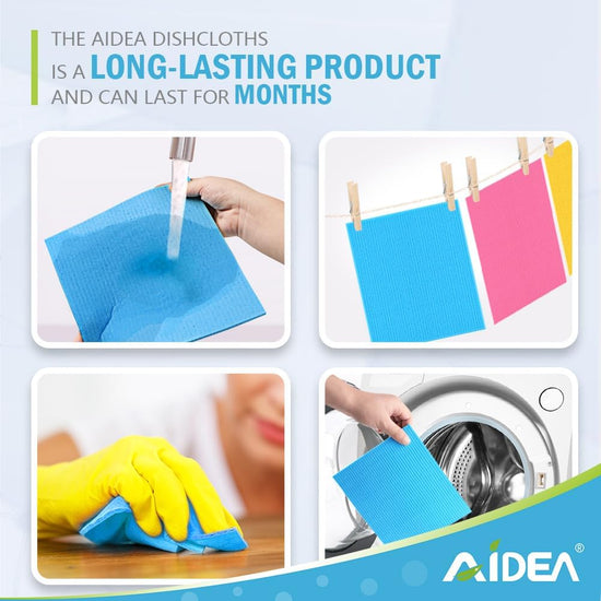 AIDEA Swedish Dish Cloth, 10PK, Swedish Dishcloths for Kitchen, Reusable Paper Towels Washable, Sponge Cloths Kitchen, Absorbent Dish Rags, Dish Towels Cloth, 7"x6" - Nestoria