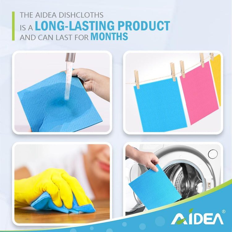 AIDEA Swedish Dish Cloth, 10PK, Swedish Dishcloths for Kitchen, Reusable Paper Towels Washable, Sponge Cloths Kitchen, Absorbent Dish Rags, Dish Towels Cloth, 7"x6" - Nestoria