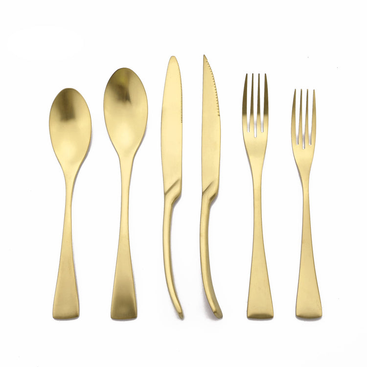 Luxury 18 10 Stainless Steel Matte Champagne gold Flatware Set