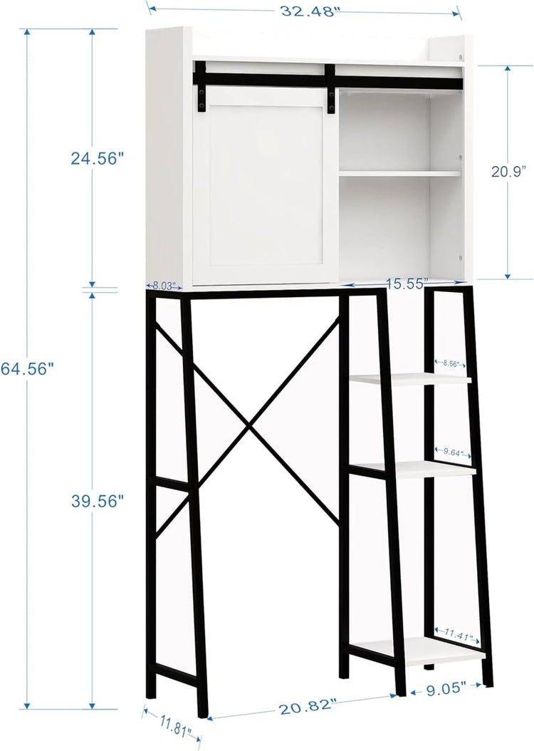 Over The Toilet Storage Cabinet, Over Toilet Bathroom Organizer, Above Toilet Storage Cabinet with Barn Doors Behind Toilet Bathroom Organizer Toilet Paper Holder Stand Laundry Cabinet