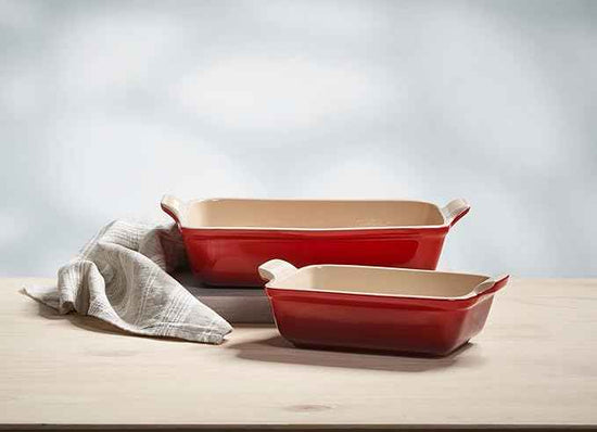 Le Creuset Stoneware Heritage Set 3 Rectangular Dishes, Cerise