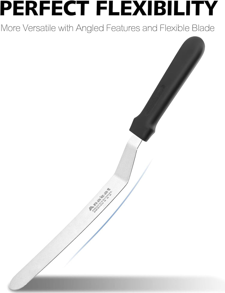 Anaeat Icing Spatula, Professional Cake Angled Offset Spatula with 10" Stainless Steel Blade - Thickened Frosting Knife with Durable Plastic Handle for Cake Decorating, Pastry & Baking