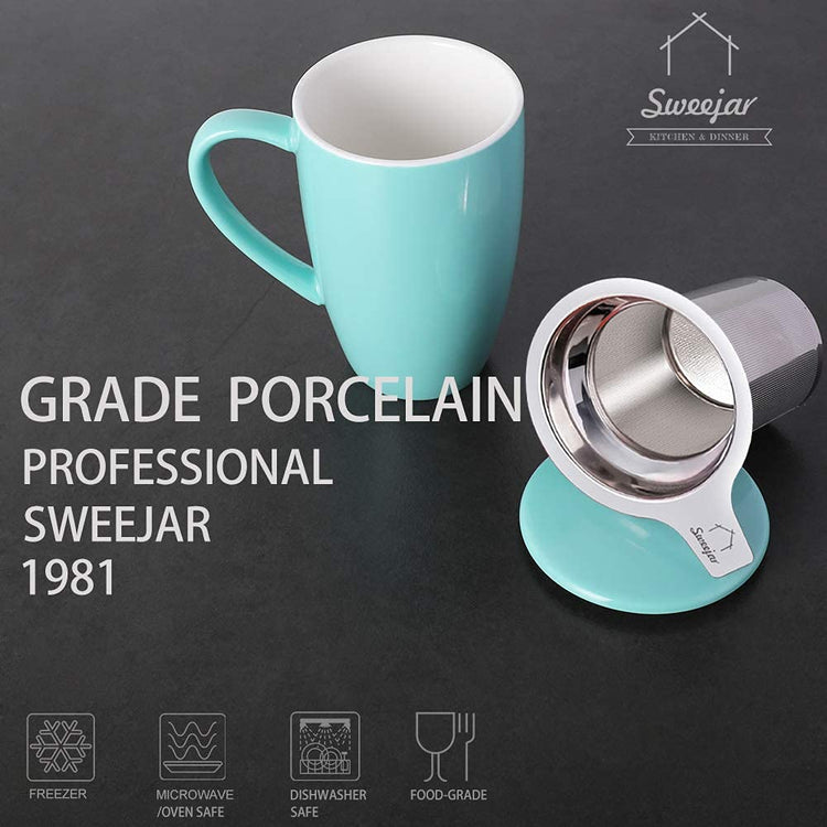 Sweejar Porcelain Tea Infuser Mug with Lid