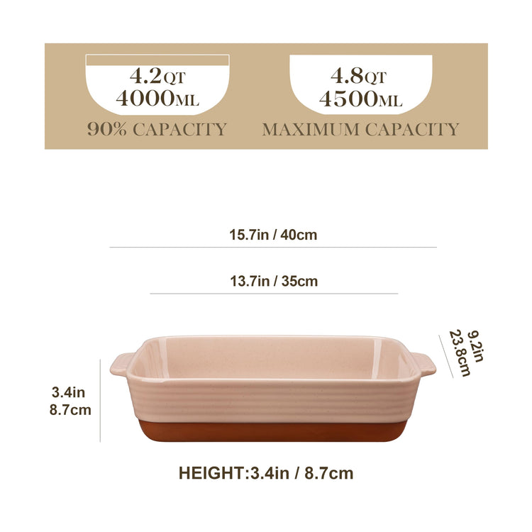Large 9x13 Ceramic Baking Dish with Handles