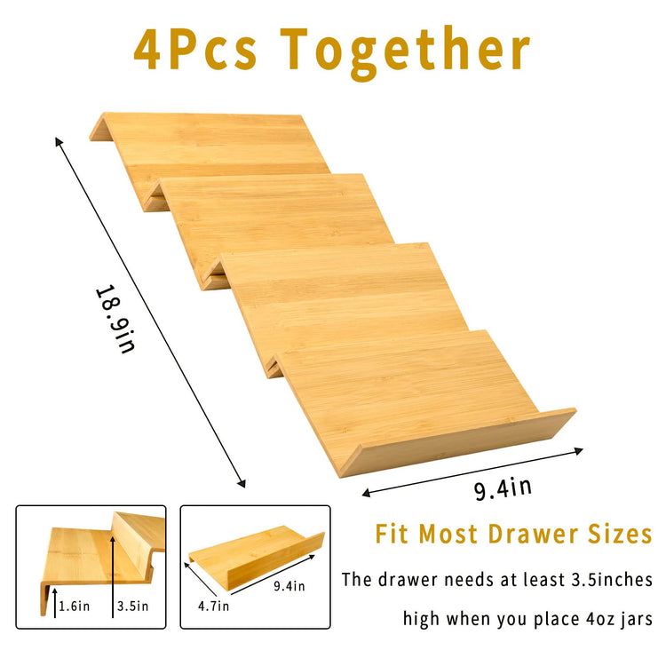 Bamboo Spice Rack For Drawer (4 Count)
