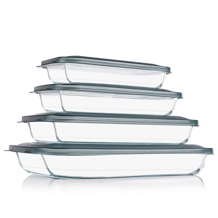 8 Pieces Glass Baking Dish with Lids (8 Count)