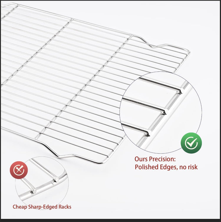 2-Pack Cooling Racks for Baking, 10x15 Inch Heavy Duty Stainless Steel Wire Baking Rack for oven cooking, Oven Safe Cookie Cooling Rack Set, Fits Half Sheet Pan, Dishwasher Safe & Non-Toxic