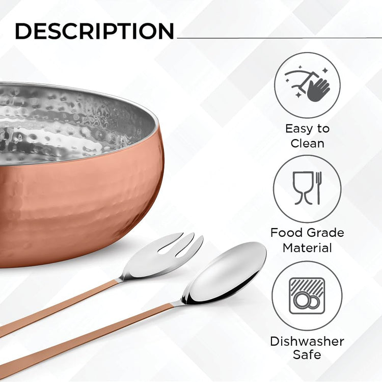 Set of 3 Premium Stainless Steel Salad Mixing Bowl Hammered Finish (3 Count)