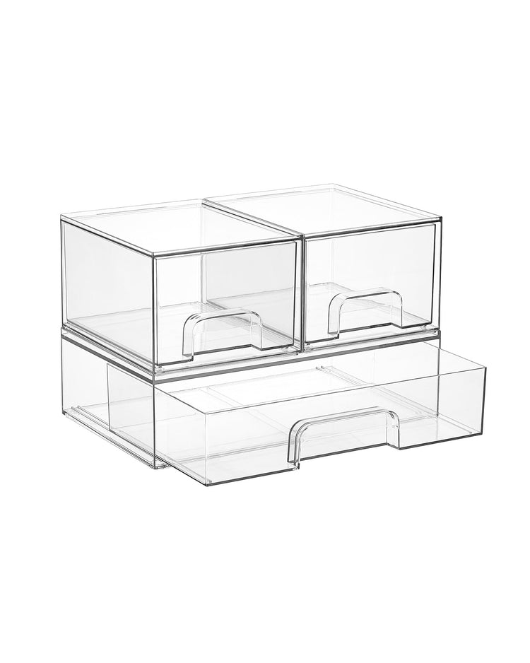 Clear Stackable Storage Drawers Set of 5 (3 Count)