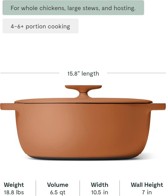 Caraway Enameled Cast Iron Dutch Oven - 8qt Dutch Oven With Lid - 3 Layer Enamel Coating - No Seasoning Required - Compatible With All Stovetops - Oven Safe - No Forever Chemicals - Rust - Nestoria