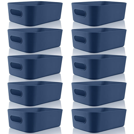 Plastic Storage Bins 10 Pcs Blue Pantry Organizer Bins Small Baskets Storage Containers for Home Kitchen (10 Count)