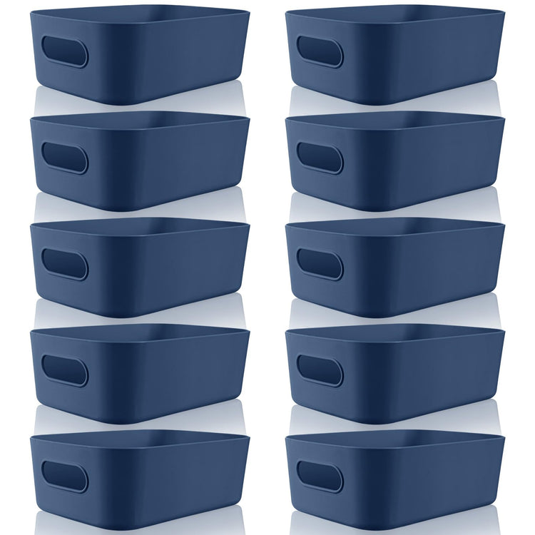 Plastic Storage Bins 10 Pcs Blue Pantry Organizer Bins Small Baskets Storage Containers for Home Kitchen (10 Count)