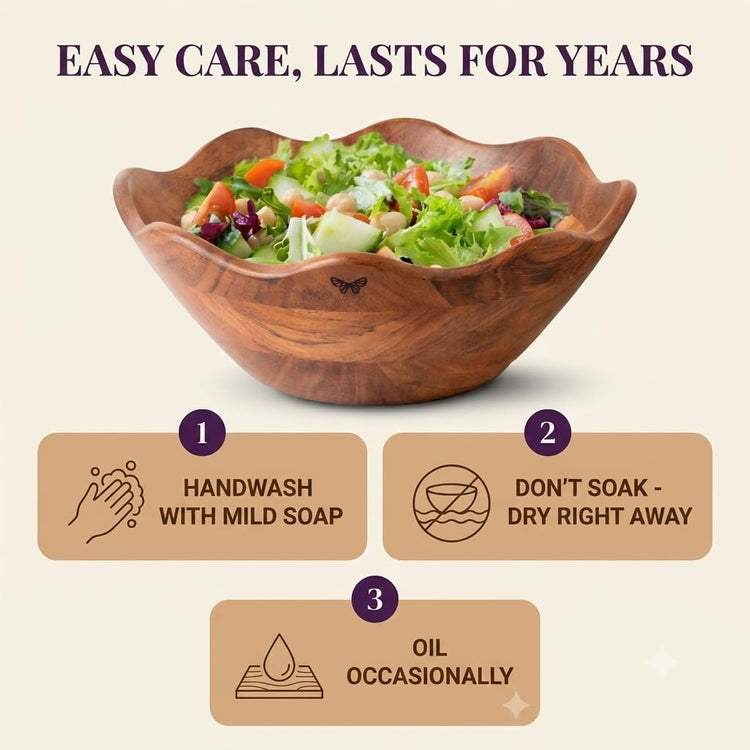 Wooden Salad Bowl Set (3 Count)