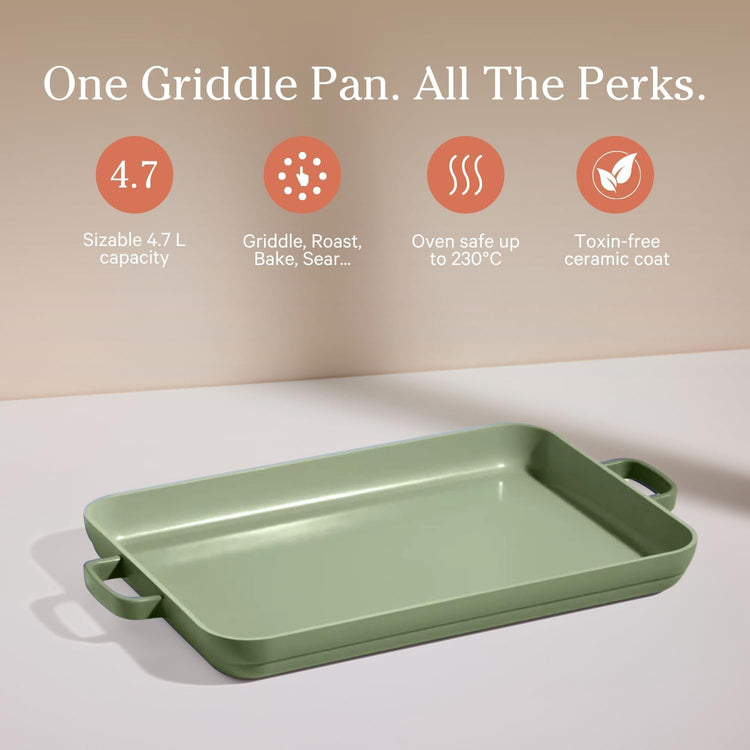 Griddle Pan 5 Qt Nonstick Ceramic Stovetop Griddle & Sheet Pan