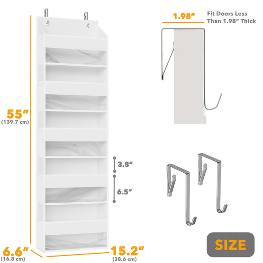 1 Pack Over The Door Organizer with 5 Large Pockets and 10 Mesh Side Pockets