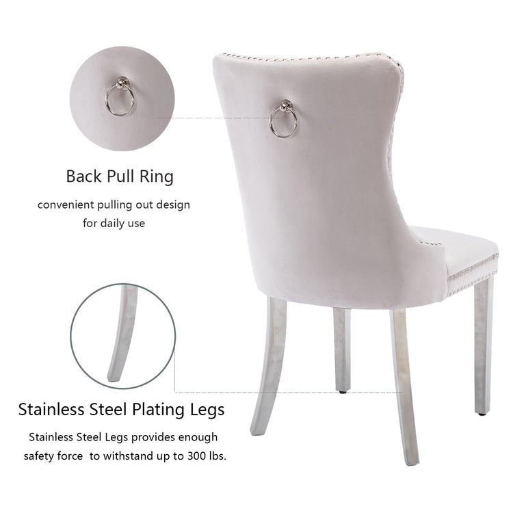 Beige Velvet Dining Chairs Set of 6 (6 Count)