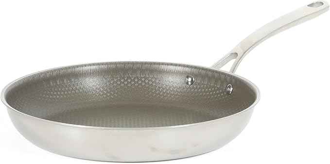 Martha Stewart Badgley Hybrid Nonstick 11 Inch TriPly Stainless Steel Large Fry Pan & Stay Cool Handle - Laser Etched Non-Toxic Perfect Sear Nonstick Skillet - Dishwasher and Induction Safe