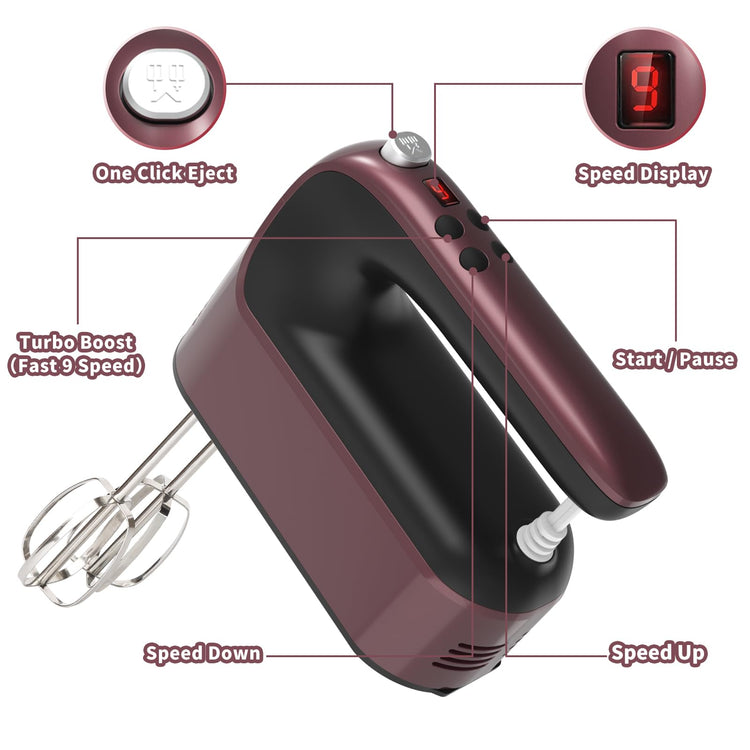 9 Speed Digital Hand Mixer Electric (5 Count)