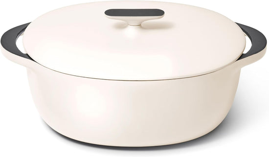 Caraway Enameled Cast Iron Dutch Oven - 8qt Dutch Oven With Lid - 3 Layer Enamel Coating - No Seasoning Required - Compatible With All Stovetops - Oven Safe - No Forever Chemicals - Cream - Nestoria