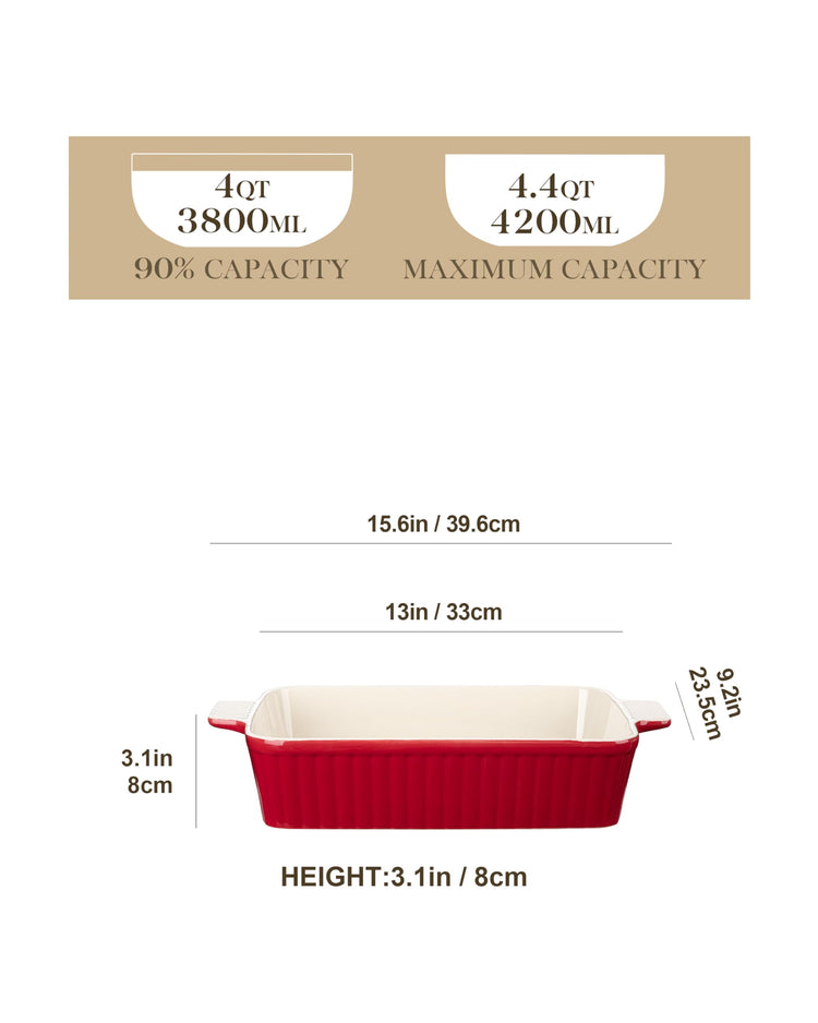4.4 QT Ceramic Casserole Dishes for Oven
