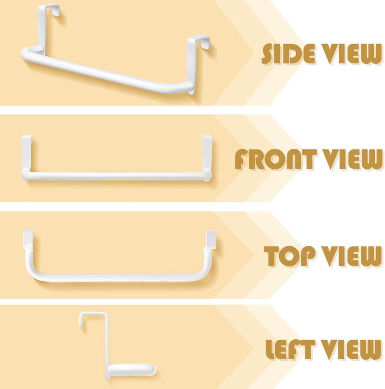 2 Pieces Metal Towel Bar Kitchen Cabinet Steel Towel Rack Bar for Hanging on Inside or Outside of Doors, Home Kitchen Bathroom(White)
