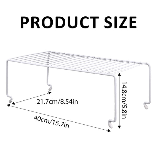 6-Pack Large (15.7x8.54inch) Multi-Level Organizer Rack, Kitchen Shelves for Spice Organization for Cabinet, Pantry Organizers and Storage, Wire Extra Shelf, Desk Organizer, Stackable, White (6 Count)